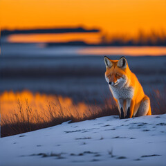 Obraz premium A fox in sunny light at evening generated by ai