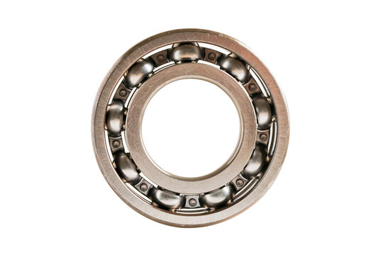 Bearing isolated on white background with clipping path, mechanical engine component.