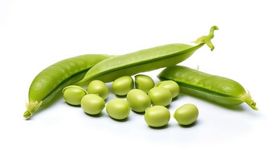 Green pea vegetable bean isolated on white background. Generative AI.