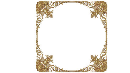 classic golden frame isolated on white background