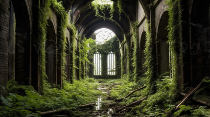 Fototapeta premium Generative AI, Echos of the Past: Capturing the Abandoned Beauty