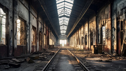 Obraz premium Generative AI, Echos of the Past: Capturing the Abandoned Beauty