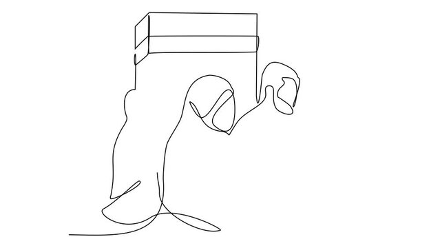 Animated self drawing of single continuous line draw for ceremony of Hajj Day. Islamic holiday that falls on the 10th day of Dhu al-Hijjah of the lunar Islamic Calendar design concept design concept. 