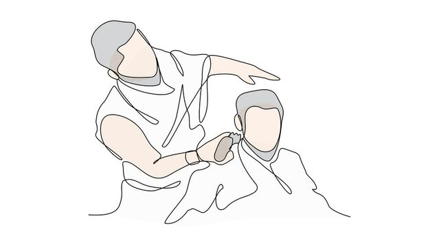 Animated self drawing of single continuous line draw for ceremony of Hajj Day. Islamic holiday that falls on the 10th day of Dhu al-Hijjah of the lunar Islamic Calendar design concept design concept. 