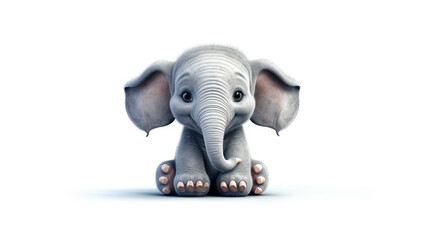 3d elephant plays with a toy