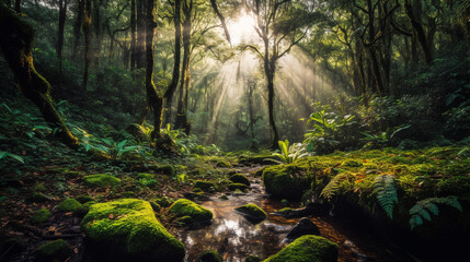 Obraz premium Generative AI, Forest Wonders: Focus on the ethereal beauty of forests
