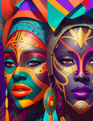 african masks colorful generated with AI