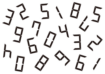 バラバラに散らばったデジタル数字