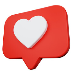 white heart on speech bubble 3d icon