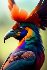 Obraz premium Nice color full bird and cat