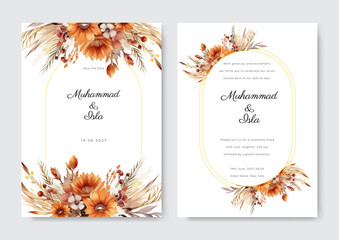 Elegant wedding card with floral frame multi purpose