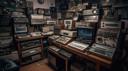 room full of old technology from the 90s. Generative AI