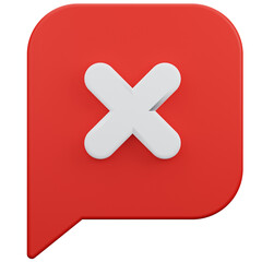 cross mark bubble chat 3d icon