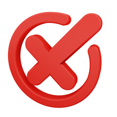 Fototapeta premium red cross mark denial 3d icon