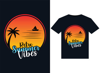 Retro Summer Vibes illustrations for print-ready T-Shirts design.