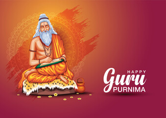 Happy guru Purnima With writing Vector Illustration design.