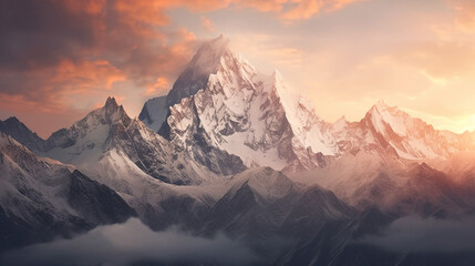 Generative AI, Majestic Majesty: A Captivating View of Snowcapped Peaks