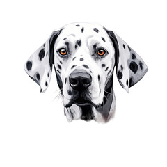 A close-up of a Dalmatian dog