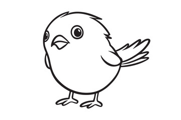 Kids Coloring Book, Cute Bird Coloring Pages,  Bird Character Vector Illustration