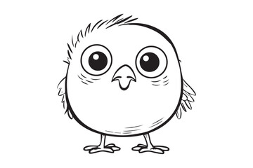 Kids Coloring Book, Cute Bird Coloring Pages,  Bird Character Vector Illustration