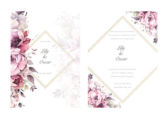 Beautiful pink floral wedding invitation card