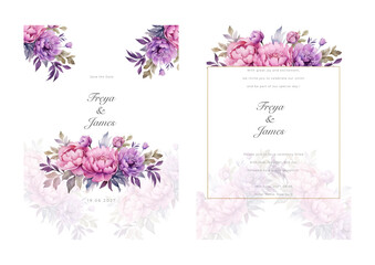 Beautiful pink floral wedding invitation card