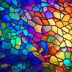 Pattern Kaleidoskop Background Broken Glass Colourful Rainbow, Stained Glass Background,  Generative AI