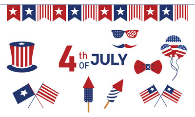 A set of design elements for America Independence Day.