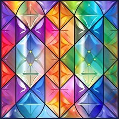 Pattern Kaleidoskop Background Broken Glass Colourful Rainbow, Stained Glass Background,  Generative AI