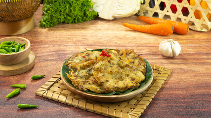 Vegetables Fried or Bakwan goreng or Bala bala is a traditional food from Indonesia