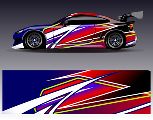 Car wrap design vector.Graphic abstract stripe racing background designs for vehicle, rally, race, adventure and car racing livery