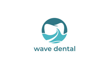 dental waves negative space logo design