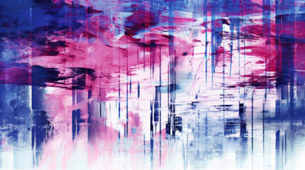 Abstract glitch background.  Pink, blue, white purple colors. 