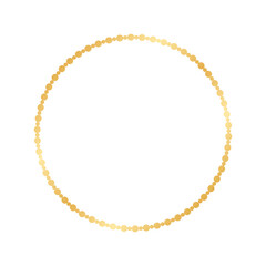 Fototapeta premium Golden round frame made with dots pattern. Abstract Gold Border Template, elegant wedding invitation card vector illustration
