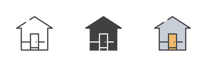 Home, house different style icon set