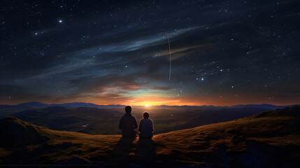 Fototapeta premium couple in the night sky