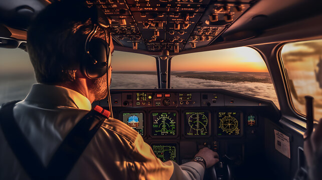 pilot in the cabon of an airplane