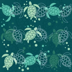 Vector seamless pattern with colorful turtles. Underwater sea pattern. Sea turtles. Vector seamless pattern with marine animals