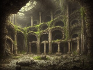 Naklejka premium Beng Mealea Ruins Natural Exotic Appearance Building