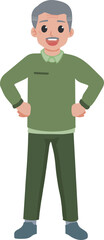 Portrait of grand father old man standing with his hands on his hips illustration