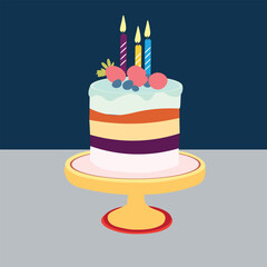 birthday cake with candles, celebrate with your family and friends 