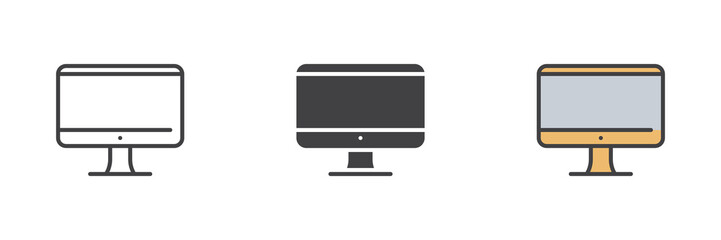 Computer monitor different style icon set