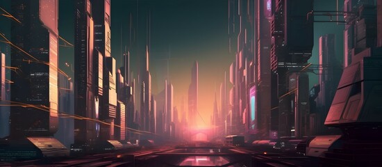 A futuristic cityscape with advanced artificial intelligence and automation technology, Generative AI