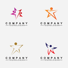 Star people success logo and symbol icon Template