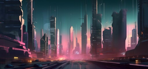 A futuristic cityscape with advanced artificial intelligence and automation technology, Generative AI