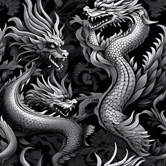 Fantasy dragons seamless repeat pattern [Generative AI]
