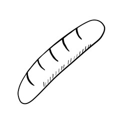 Hand drawn bread baguette doodle illustration. Organic ecological food. Vector sketch isolated on white