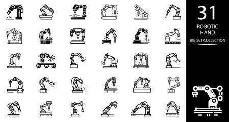 Robotic hand manipulator silhouette symbol icon. Robot limb logo. Robot arm. automation, robot, CNC shape logo.