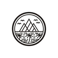 logo design vector icon abstract modern mountain beach emblem logo symbol