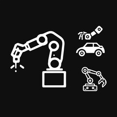 Robotic hand manipulator silhouette symbol icon. Robot limb logo. Robot arm. automation, robot, CNC shape logo.